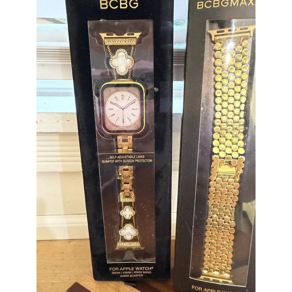 BCBG BCBGMAXAZRIA Apple Watch Bands Lot of 2 Gold 38mm 40mm 41mm Open Box - Picture 4 of 9
